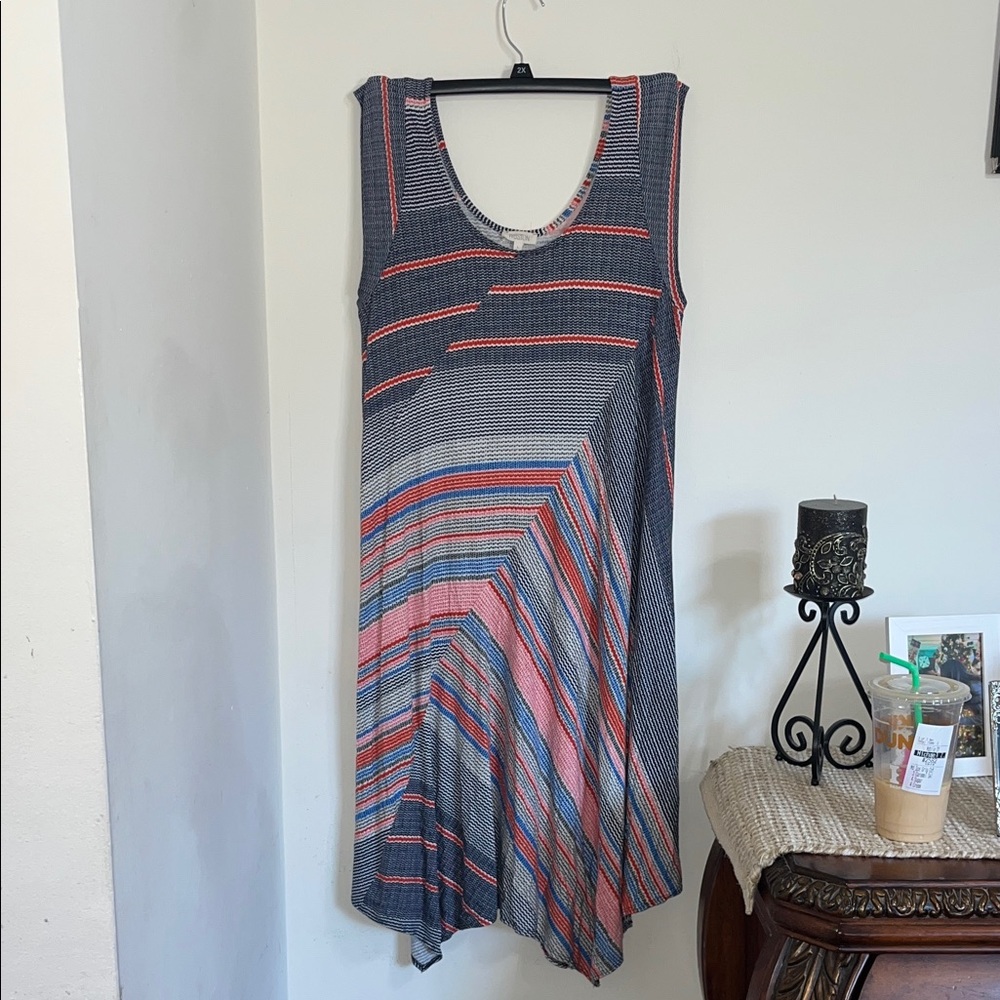 Chic Asymmetrical Striped Dress